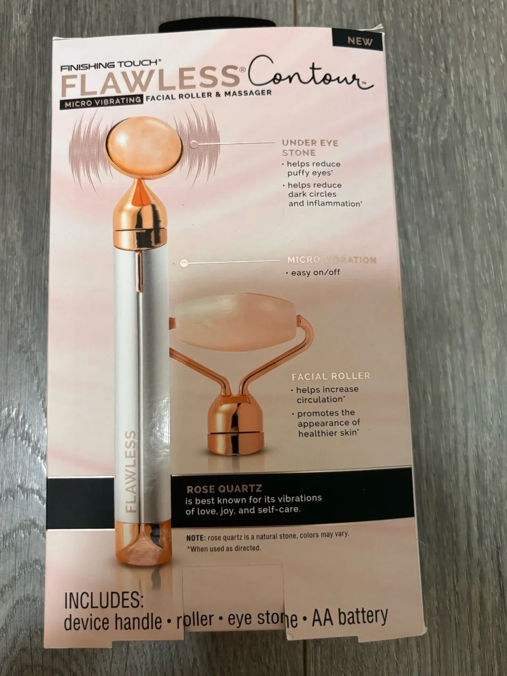 New Flawless Vibrating Facial Roller & Massager - Rose Quartz